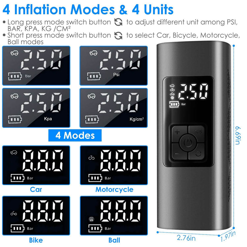 150PSI Cordless Car Tire Pump 6000mAh Rechargeable Tire Inflator Automotive - DailySale
