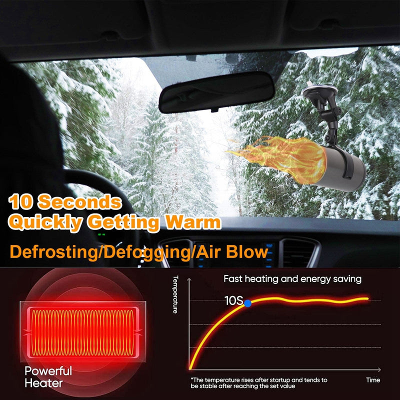 150W Portable Car Heater 2-in-1 Heating Cooling Fan Rotatable Demister Defroster Automotive - DailySale