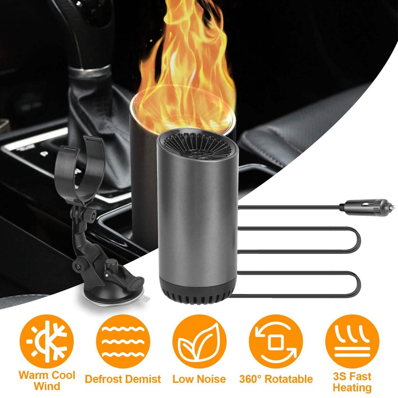 150W Portable Car Heater 2-in-1 Heating Cooling Fan Rotatable Demister Defroster Automotive - DailySale
