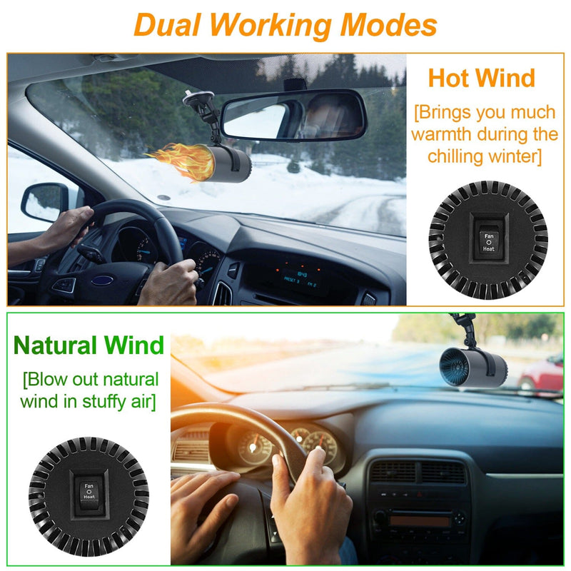 150W Portable Car Heater 2-in-1 Heating Cooling Fan Rotatable Demister Defroster Automotive - DailySale