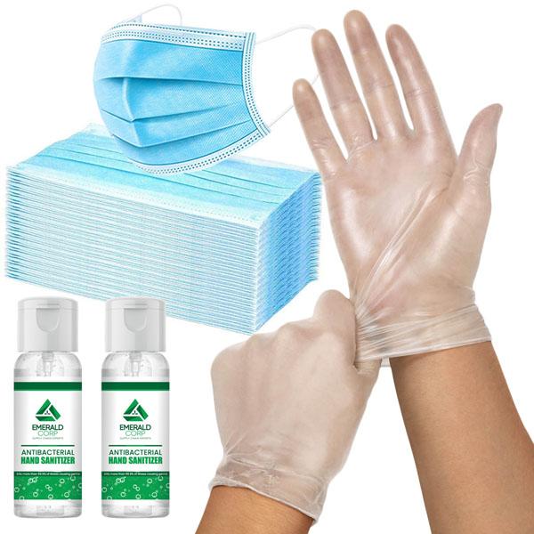 152-Piece: Gloves, Mask & Hand Sanitizer Family Protective Kit Wellness & Fitness S - DailySale