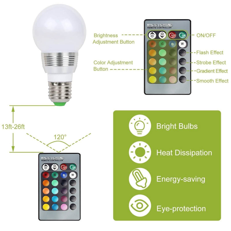 16 Colors Change LED Bulbs E27 3W RGD Dimmable Mood Lighting Lamp Lighting & Decor - DailySale