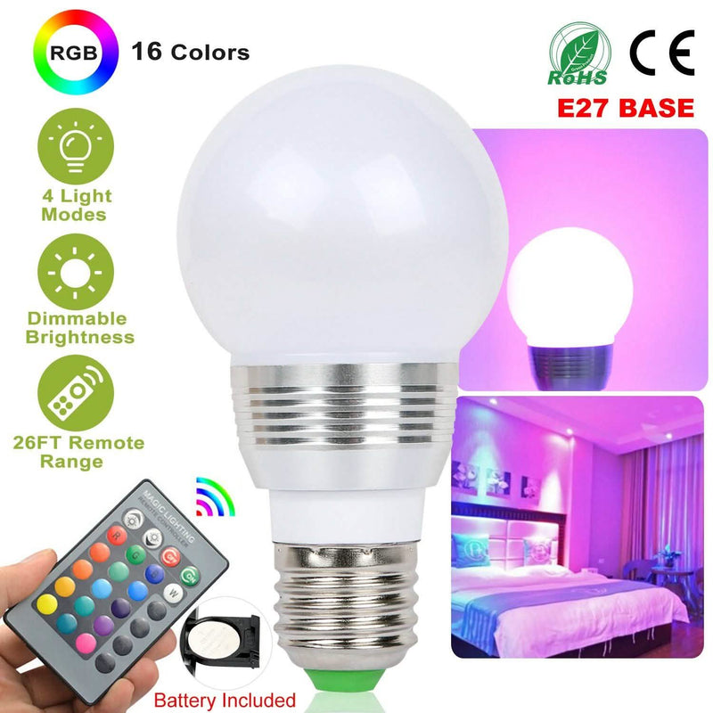 16 Colors Change LED Bulbs E27 3W RGD Dimmable Mood Lighting Lamp Lighting & Decor - DailySale