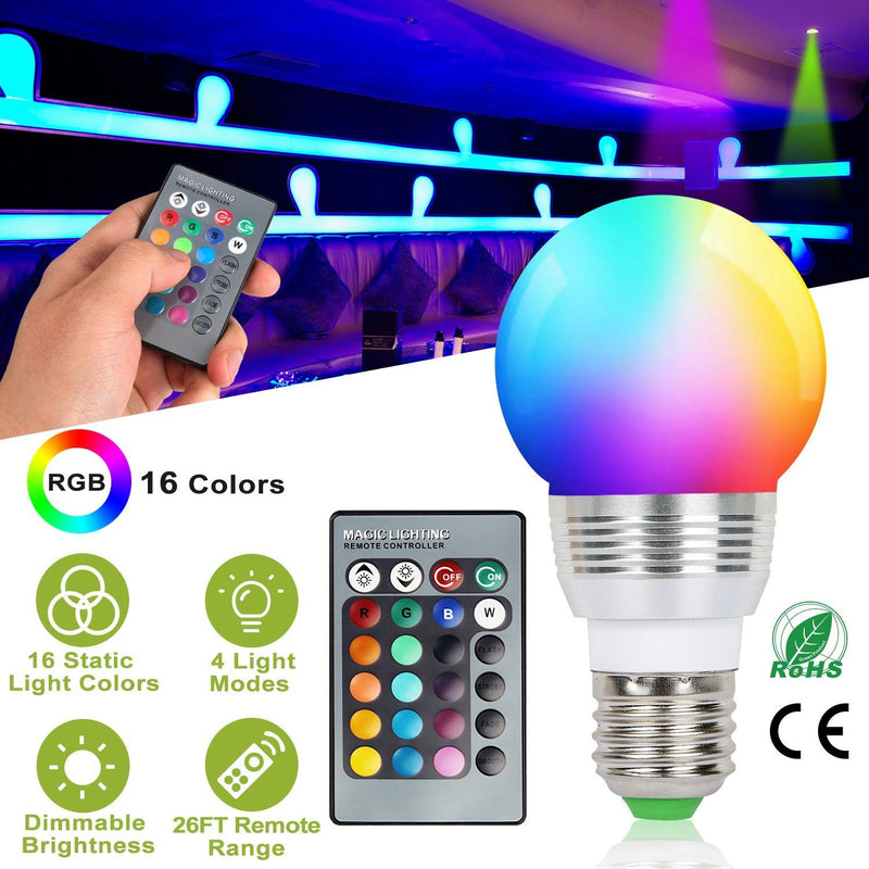 16 Colors Change LED Bulbs E27 3W RGD Dimmable Mood Lighting Lamp Lighting & Decor - DailySale