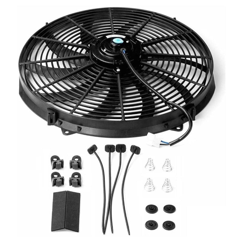 16" Electric Radiator Cooling Fan 12V 120W 10 Blades Car Thermostat Kit and accessories