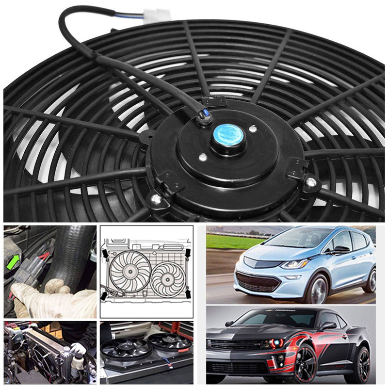 16" Electric Radiator Cooling Fan 12V 120W 10 Blades Car Thermostat Kit in car