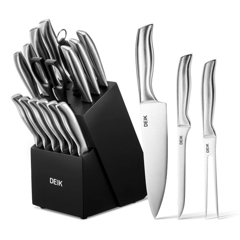 23 Piece SS Ronco Knife set in black cutlery block - household