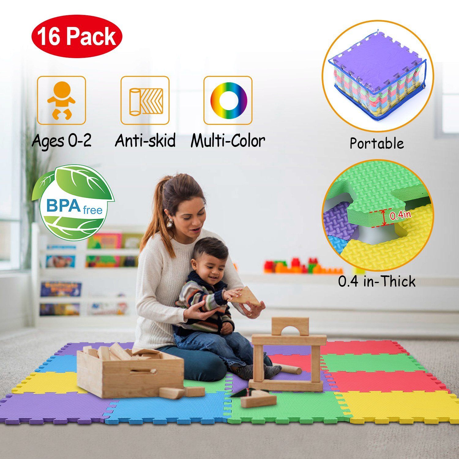 16-Pieces: Kids Puzzle Exercise Play Mat Toys & Games - DailySale