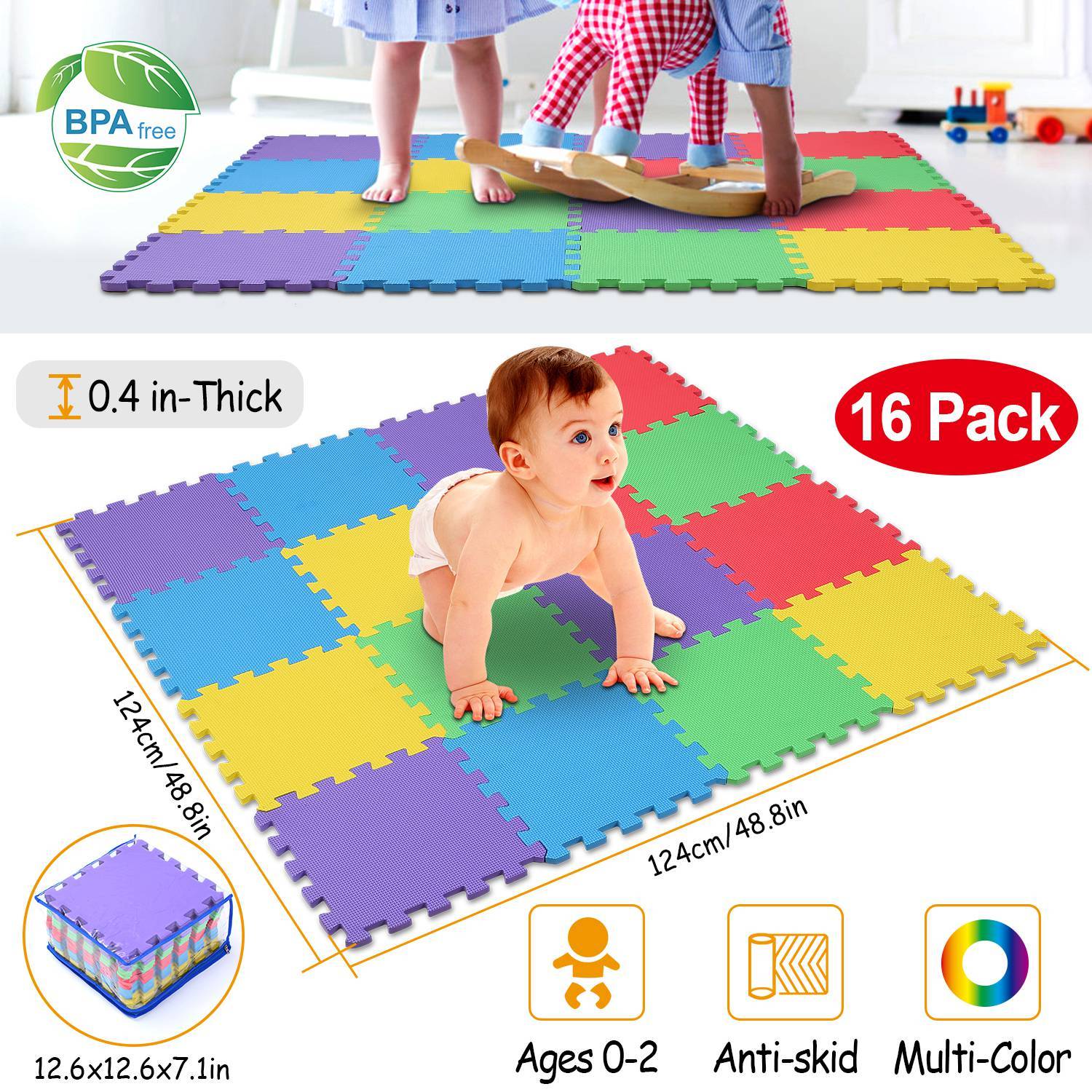 16-Pieces: Kids Puzzle Exercise Play Mat Toys & Games - DailySale