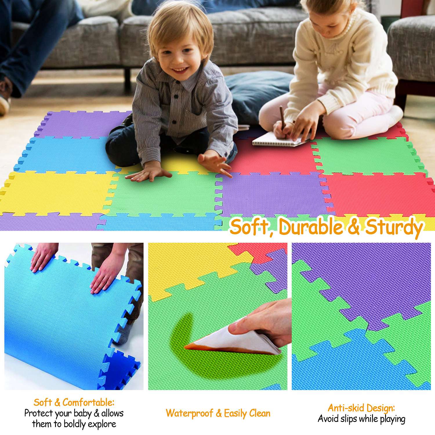 16-Pieces: Kids Puzzle Exercise Play Mat Toys & Games - DailySale