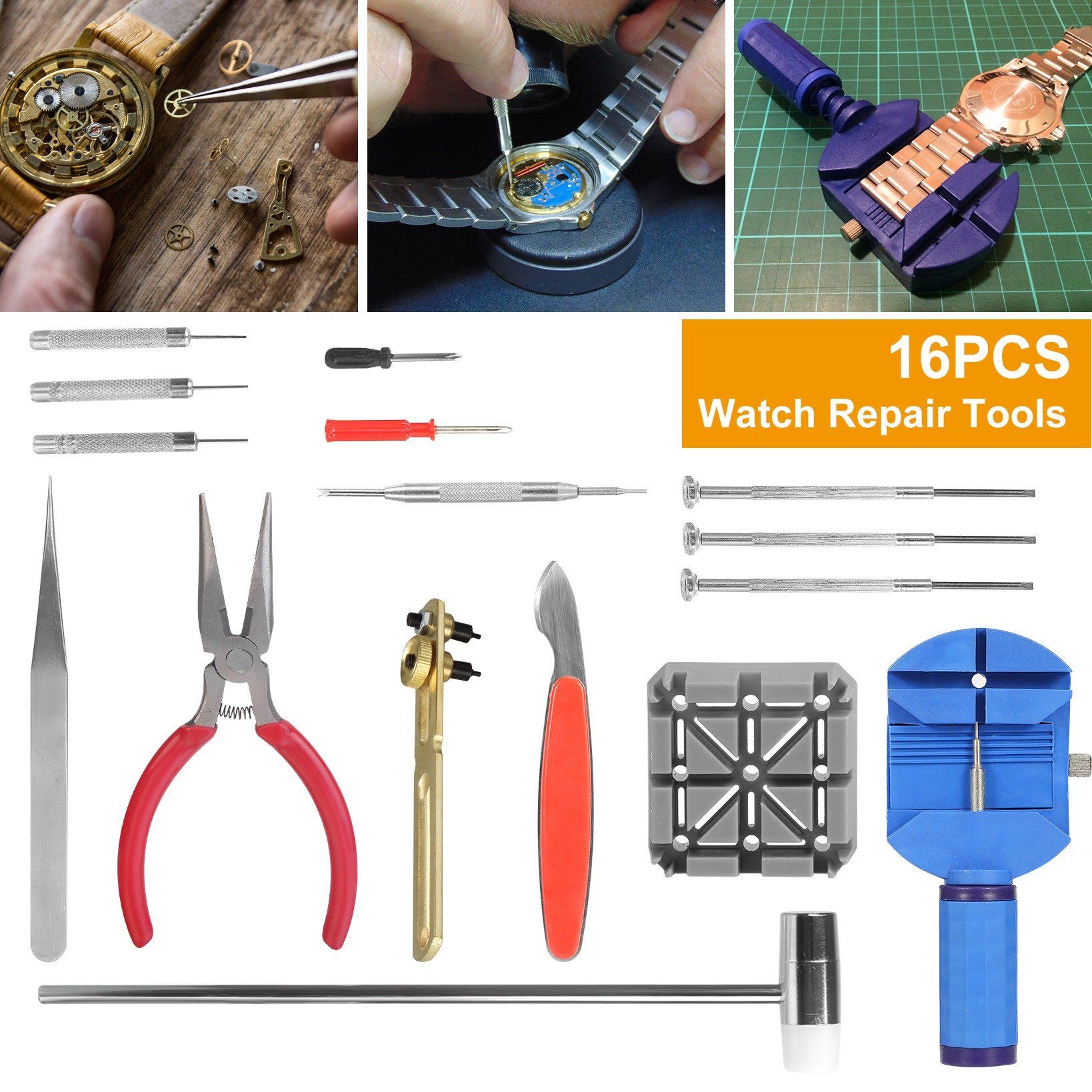 16-Pieces Set: Watch Repair Tool Kit Everything Else - DailySale