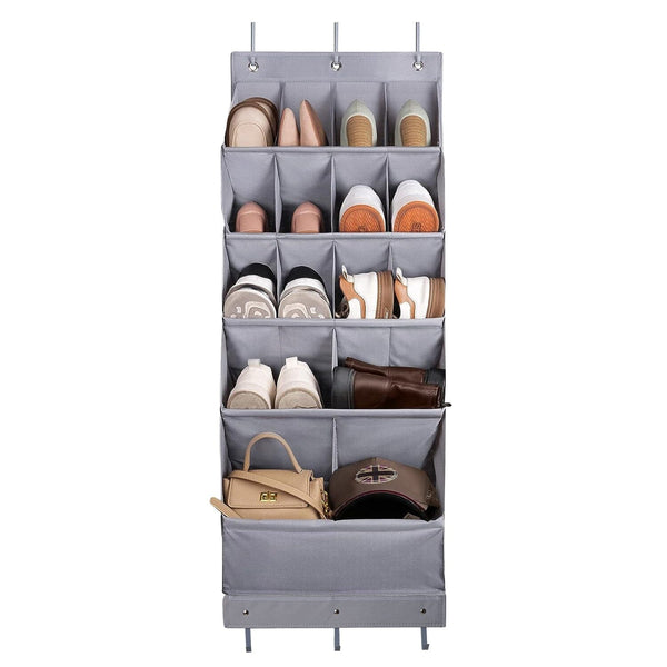 16 Pockets Over The Door Shoe Organizer 5 Tier with 6 Hooks Closet & Storage - DailySale