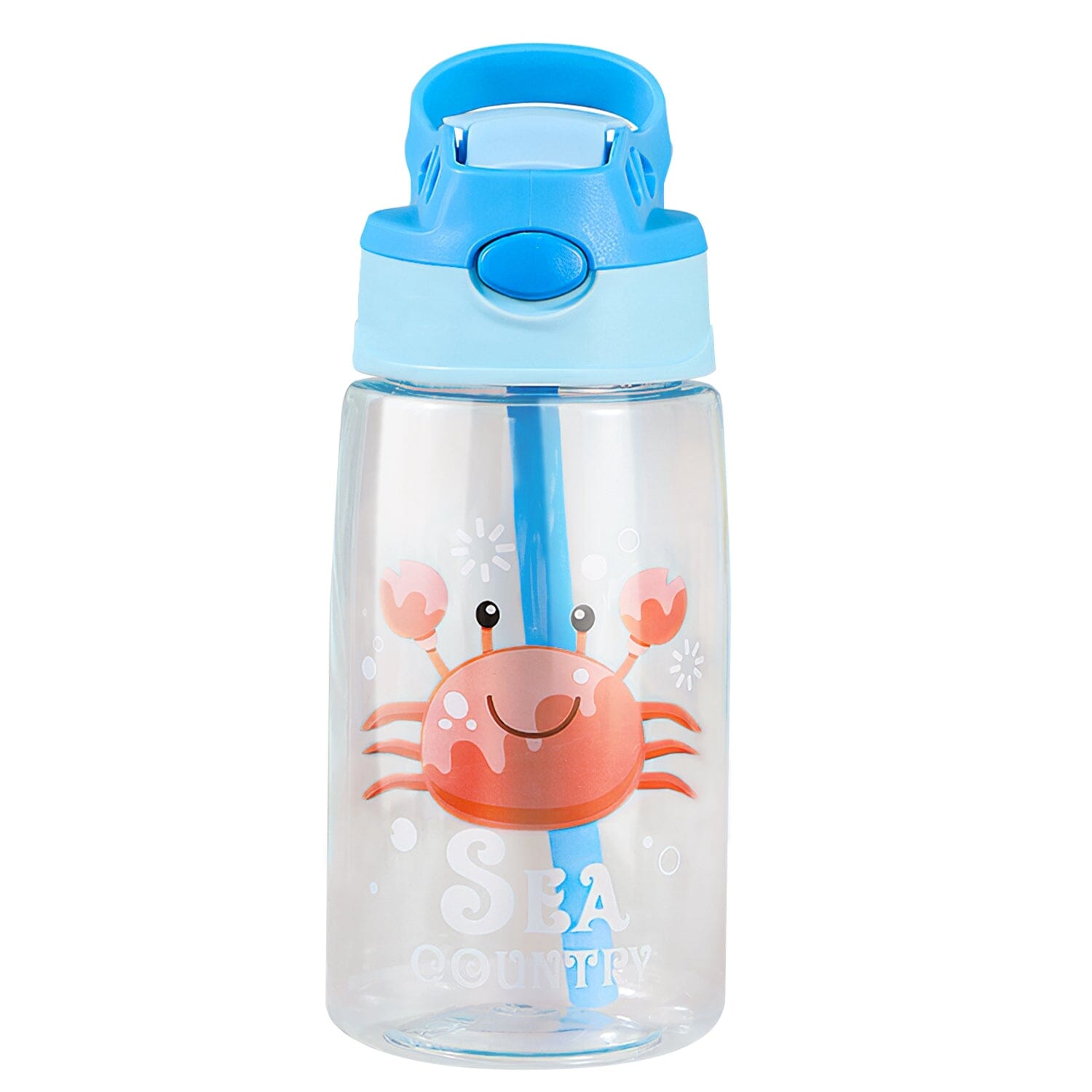 16.2oz Leak-proof Kids Water Bottle with Straw Push Button Sports & Outdoors Crab - DailySale