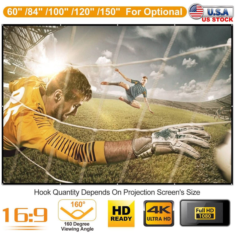 16:9 Foldable Projector Screen Anti-Crease Wall Mounted TV & Video - DailySale