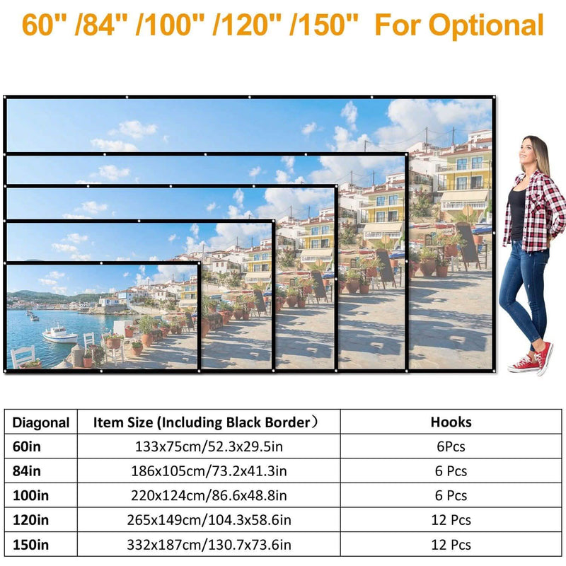 16:9 Foldable Projector Screen Anti-Crease Wall Mounted TV & Video - DailySale