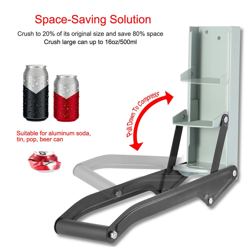 Electric Wall Mounted Can Crusher with Bottle Opener, Aluminum