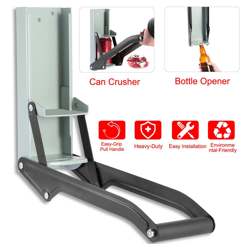 16oz Can Crusher Heavy Duty Metal with Bottle Opener Wall Mounted Kitchen & Dining - DailySale