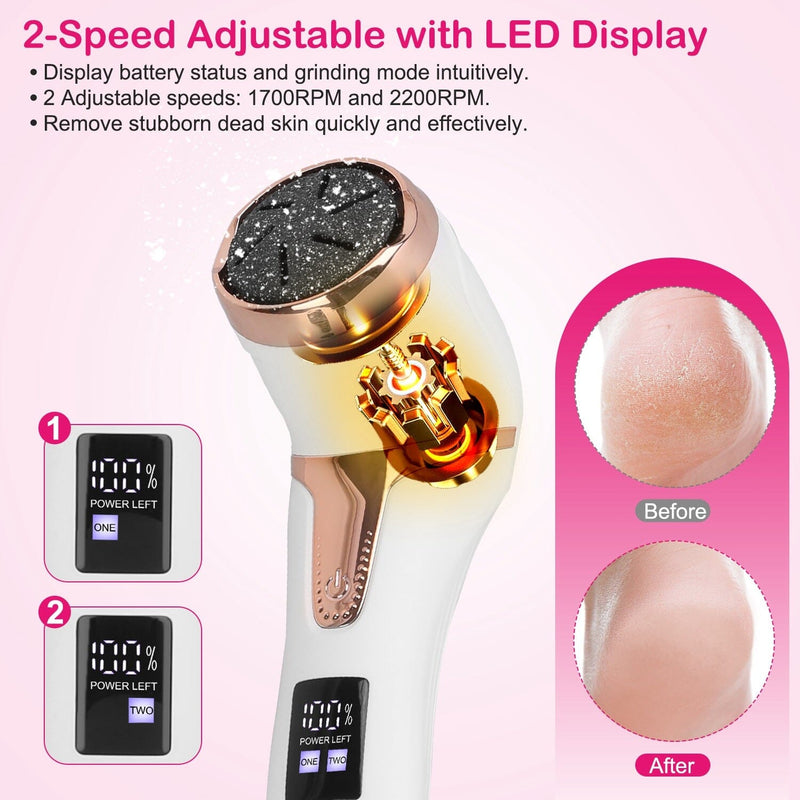 17-Pieces Set: Electric Foot Callus Remover with Vacuum Foot Grinder Rechargeable Beauty & Personal Care - DailySale