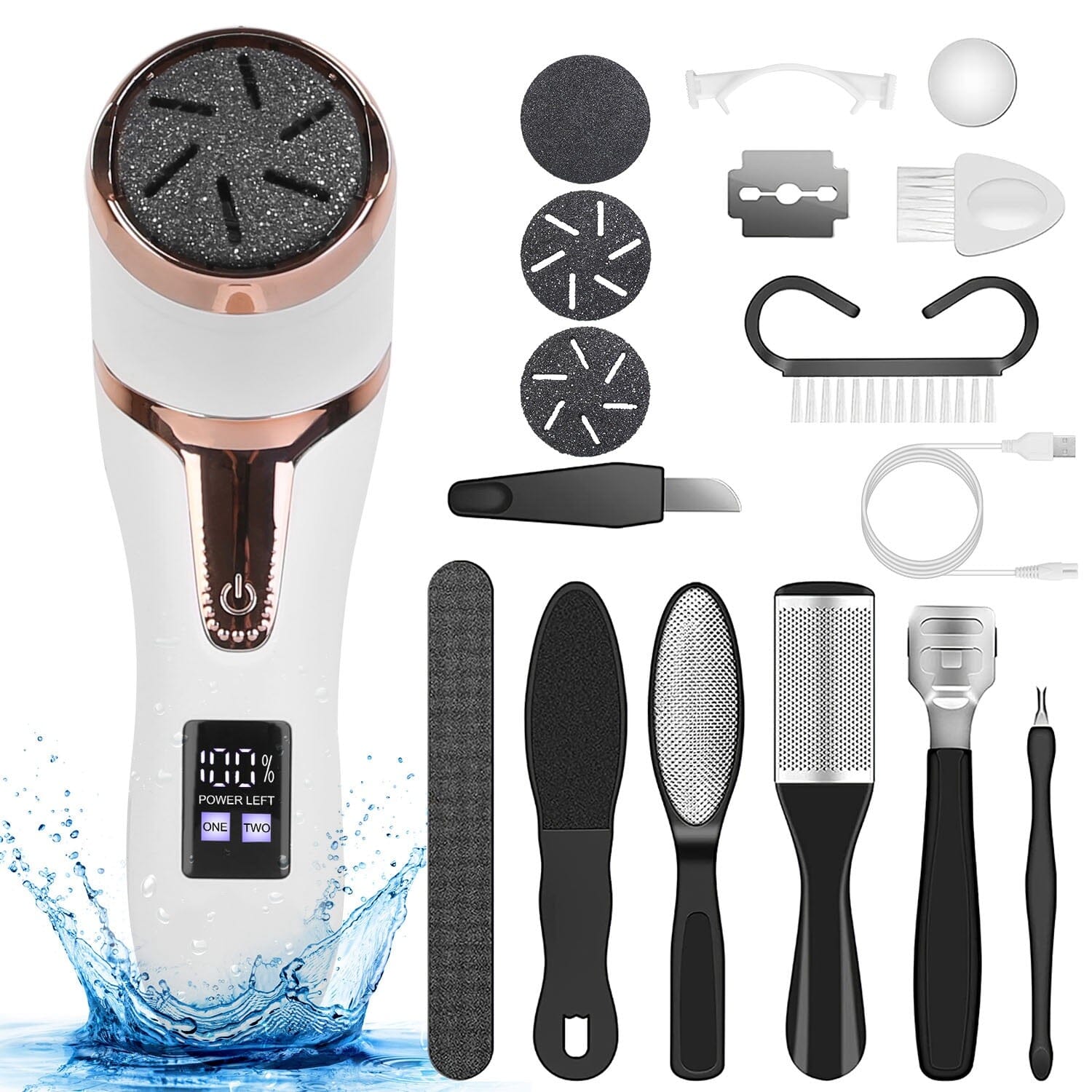 17-Pieces Set: Electric Foot Callus Remover with Vacuum Foot Grinder Rechargeable Beauty & Personal Care - DailySale