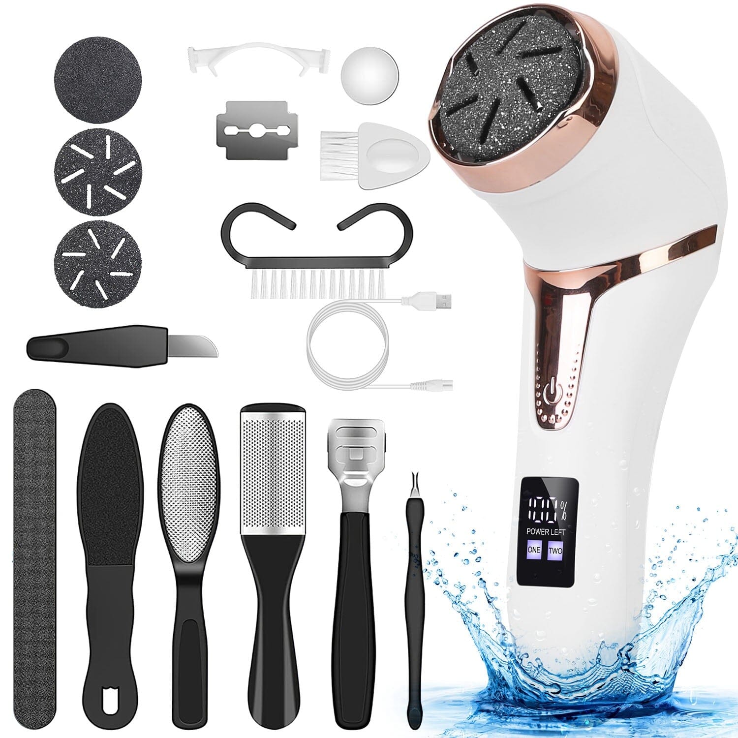 17-Pieces Set: Electric Foot Callus Remover with Vacuum Foot Grinder Rechargeable Beauty & Personal Care - DailySale