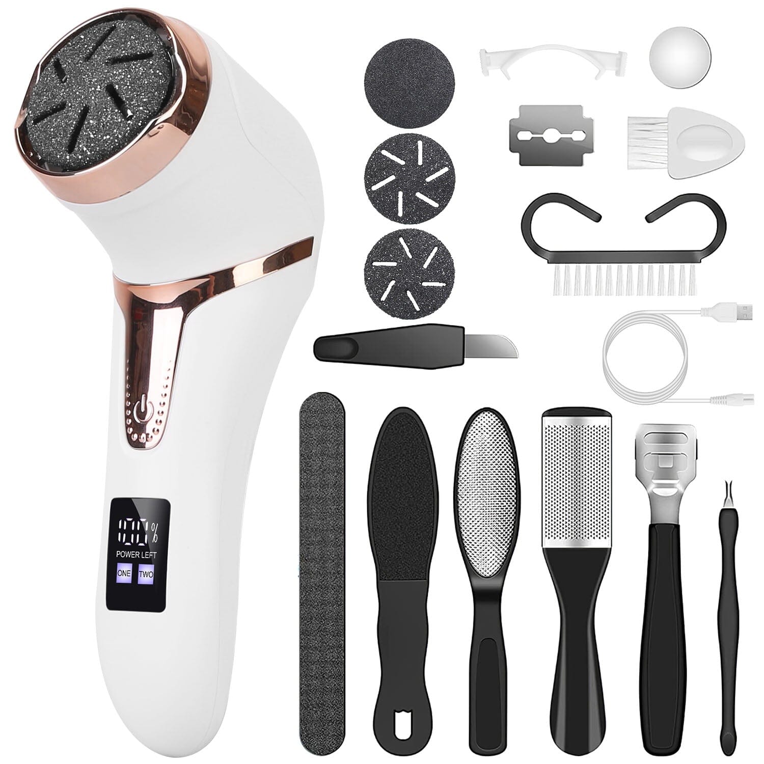 17-Pieces Set: Electric Foot Callus Remover with Vacuum Foot Grinder Rechargeable Beauty & Personal Care - DailySale