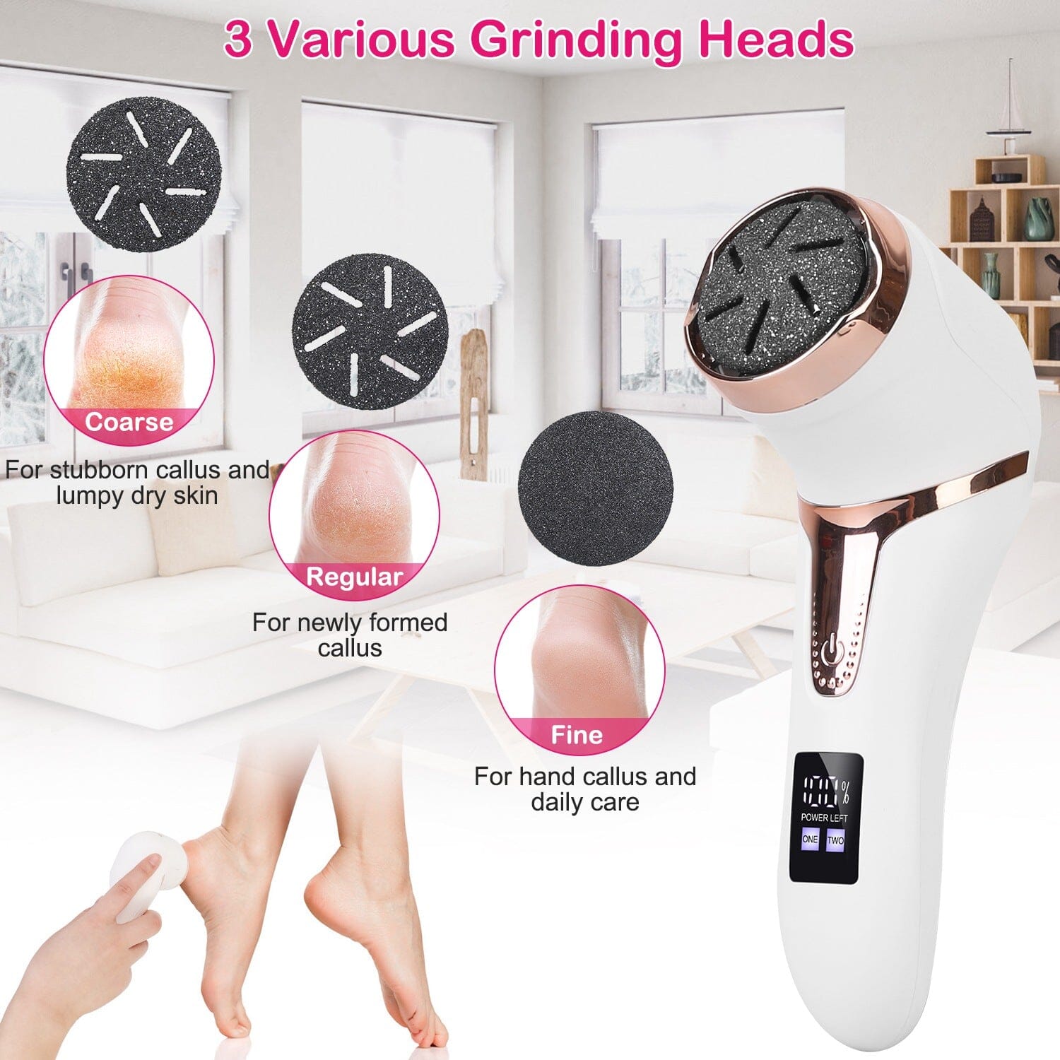 17-Pieces Set: Electric Foot Callus Remover with Vacuum Foot Grinder Rechargeable Beauty & Personal Care - DailySale