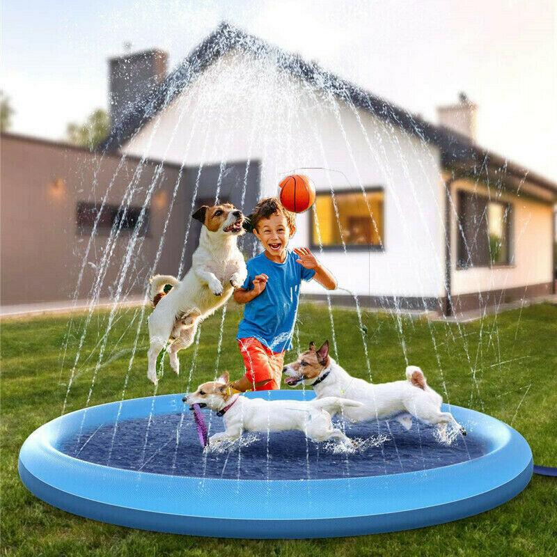 170CM Splash Play Mat Inflatable Water Toy Sprinkler Pad Kid Toddler Dog Sports & Outdoors - DailySale