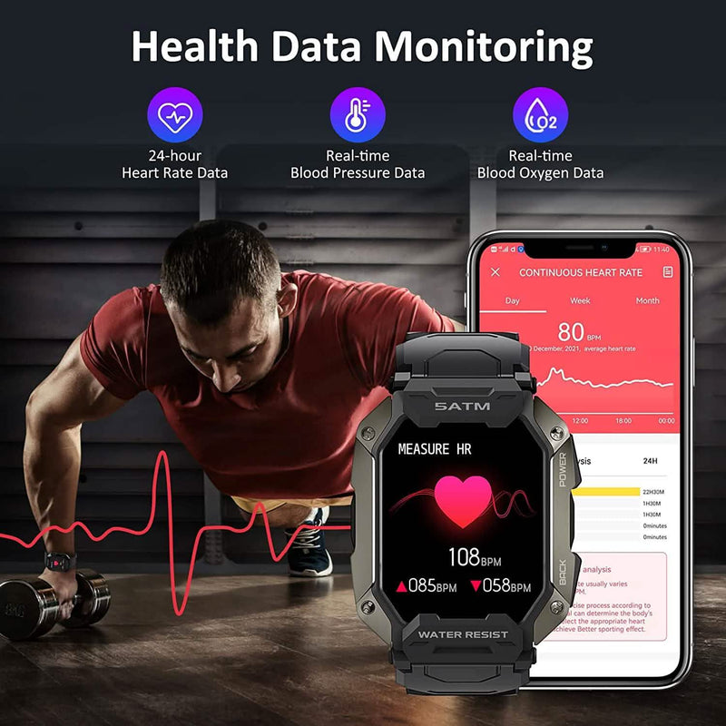 1.71" Tactical Military Sports Smart Watch Smart Watches - DailySale