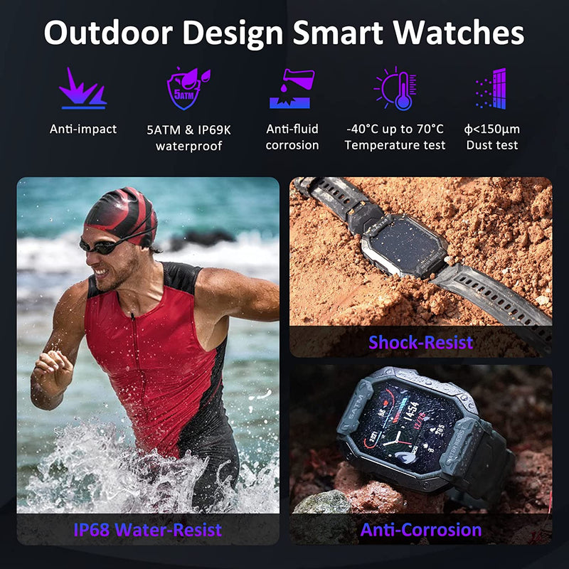 1.71" Tactical Military Sports Smart Watch Smart Watches - DailySale