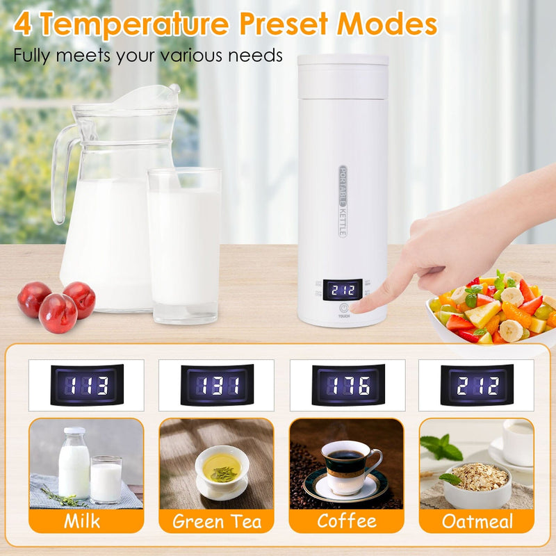 Portable Electric Kettle, Travel Kettle with 4 Temperature Presets