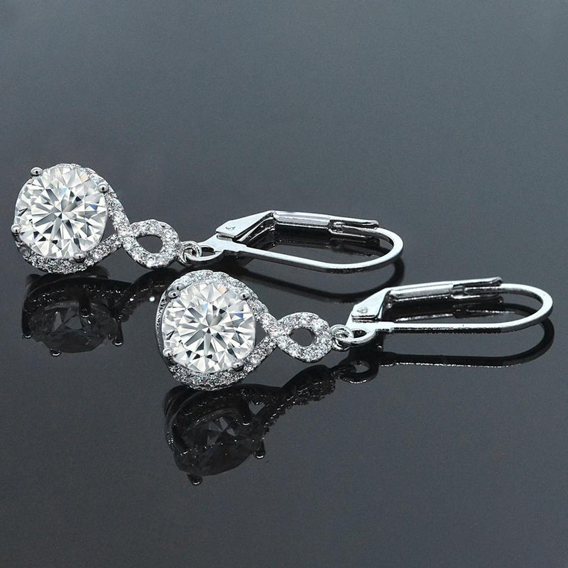 18 kt White Gold Infinity Crystal Drop Earrings Jewelry - DailySale