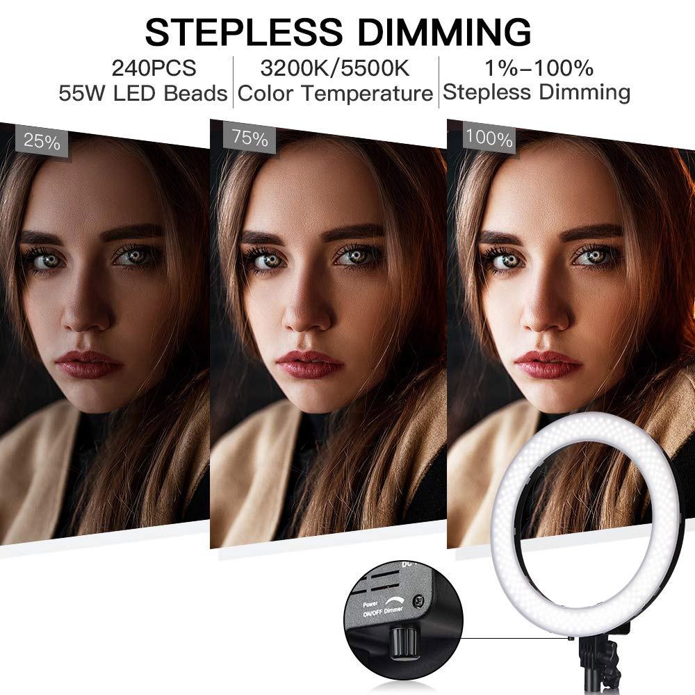 18" LED Ring Light 55W 3200K-5 600K Dimmable Selfie Ring Light Beauty & Personal Care - DailySale