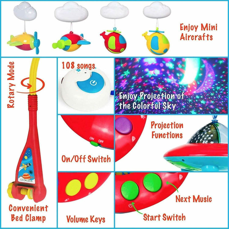 180 Melodies Music Crib Toy Twinkle Light Mobile Cot Bed Bell Box Baby Rattles Baby - DailySale