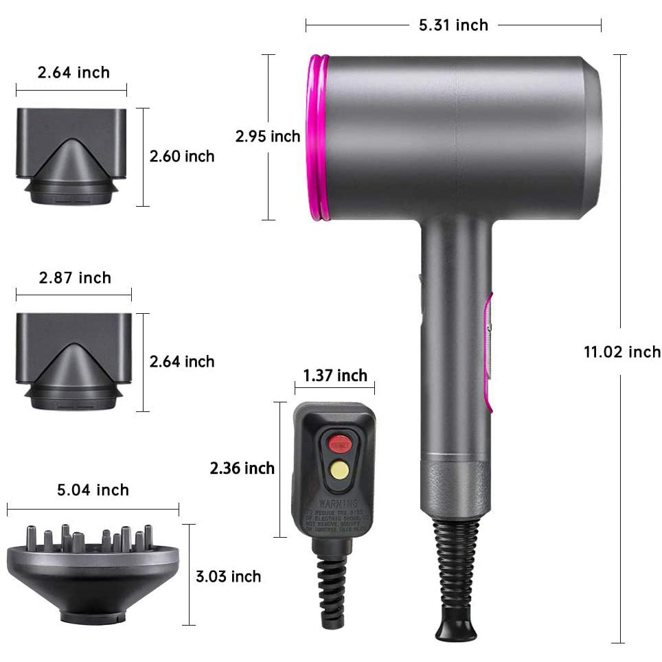 1800W Professional Hair Dryer with Diffuser Ionic Conditioning Beauty & Personal Care - DailySale