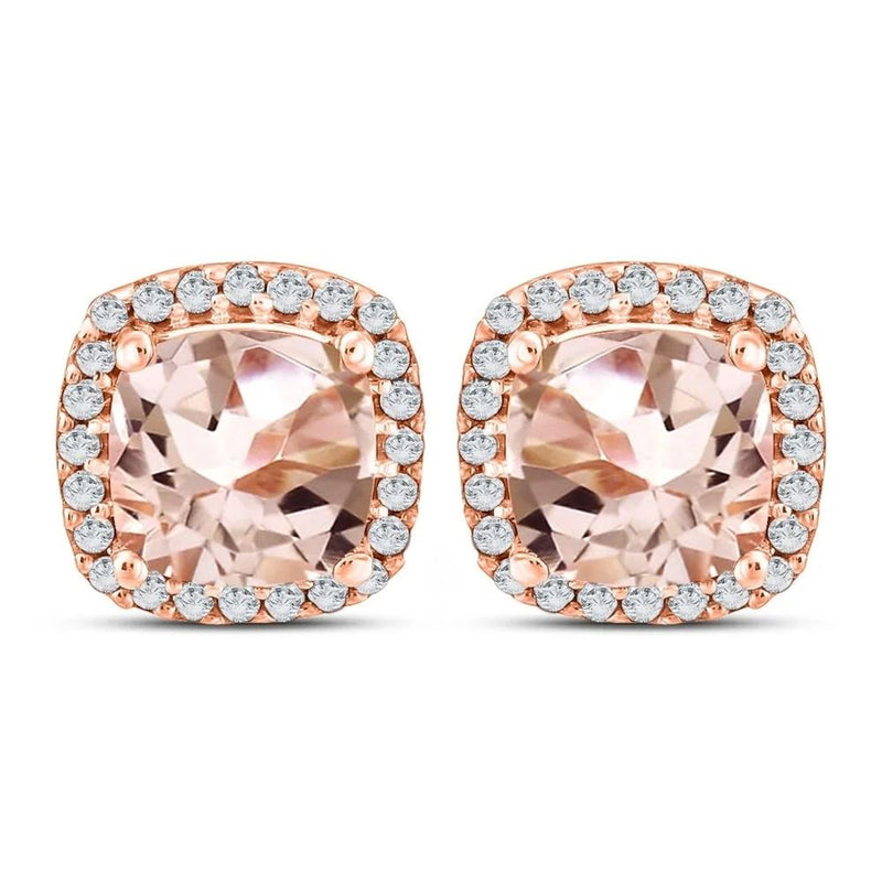 1.85 CTTW Morganite Pave Classic Cushion-Cut Stud Earrings Jewelry - DailySale