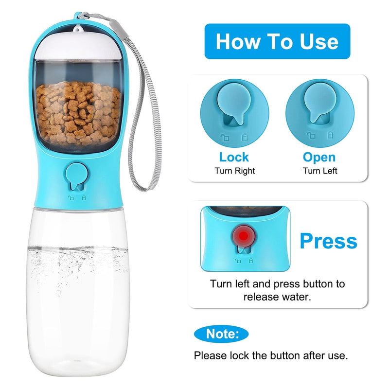 18.6 oz Portable Dog Water Dispenser with Detachable Food Container Pet Supplies - DailySale