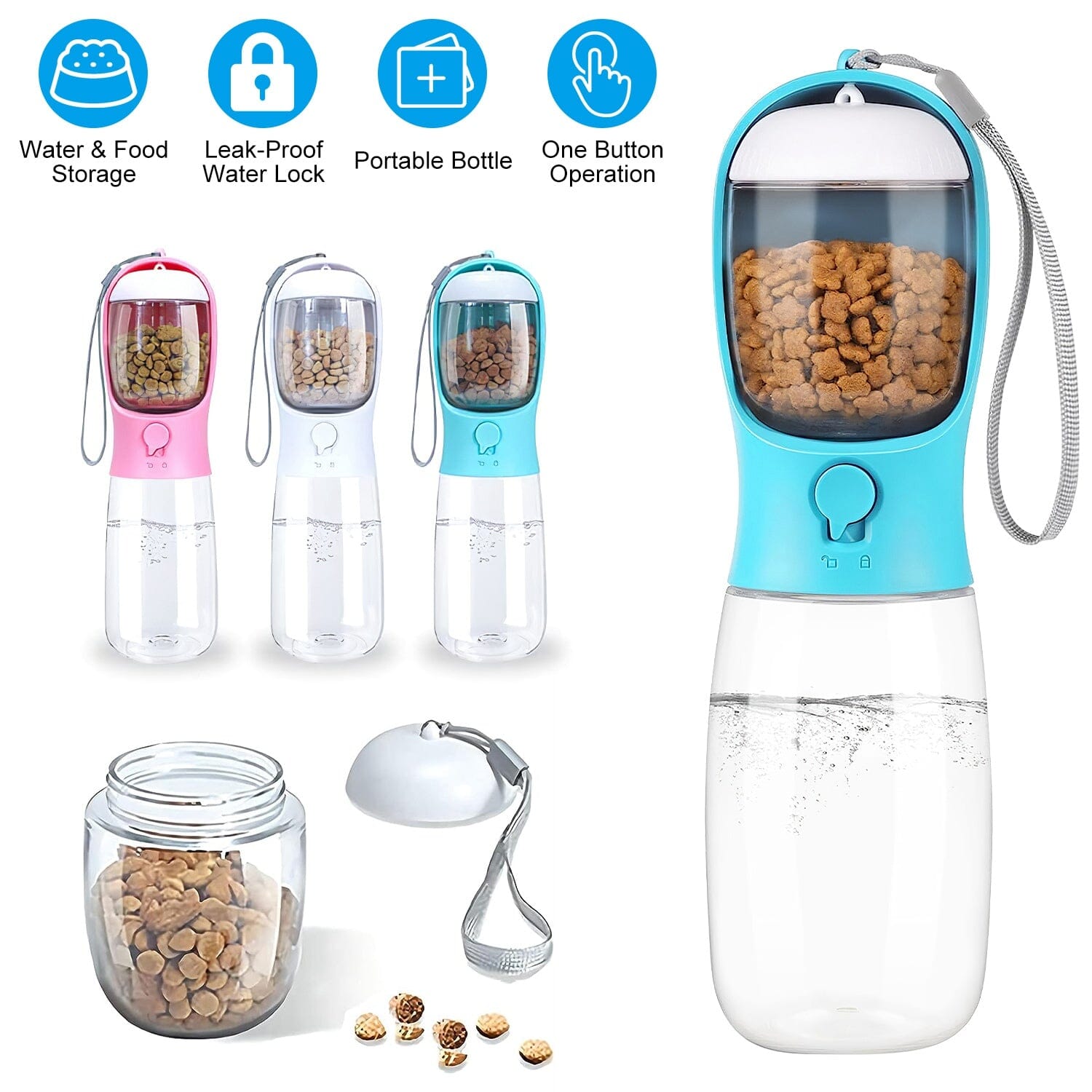 18.6 oz Portable Dog Water Dispenser with Detachable Food Container Pet Supplies - DailySale