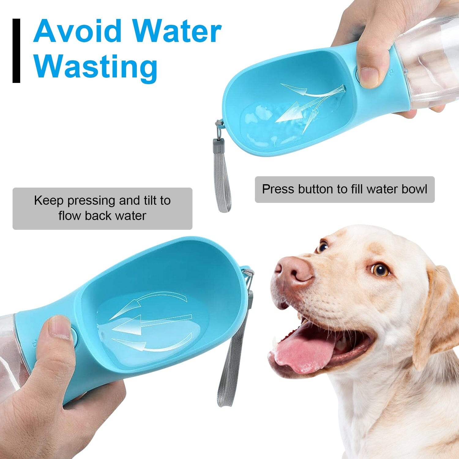 18.6 oz Portable Dog Water Dispenser with Detachable Food Container Pet Supplies - DailySale