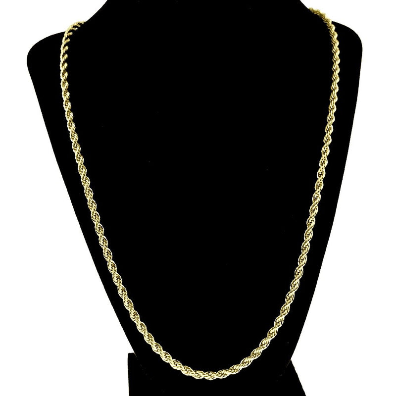 18K 3mm Solid Gold Rope Chain Necklace Men Women Necklaces 7" - DailySale