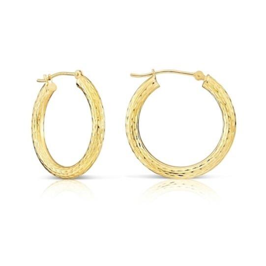 18K Gold Classic 30MM Diamond Cut Hoop Earrings Earrings - DailySale