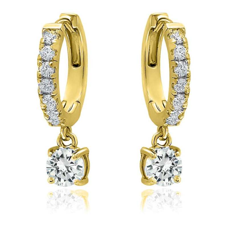 18K Gold Dangle Crystal Drop Huggie Earrings Earrings Gold - DailySale