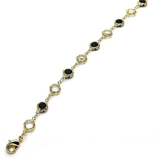 18K Gold Filled High Polish Finish Black and White Made With Crystal Round Ankle Bracelet Bracelets - DailySale