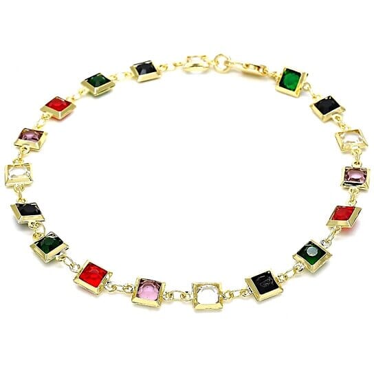 18k Gold Filled High Polish Finish Dark Block Crystal Anklet Bracelets - DailySale