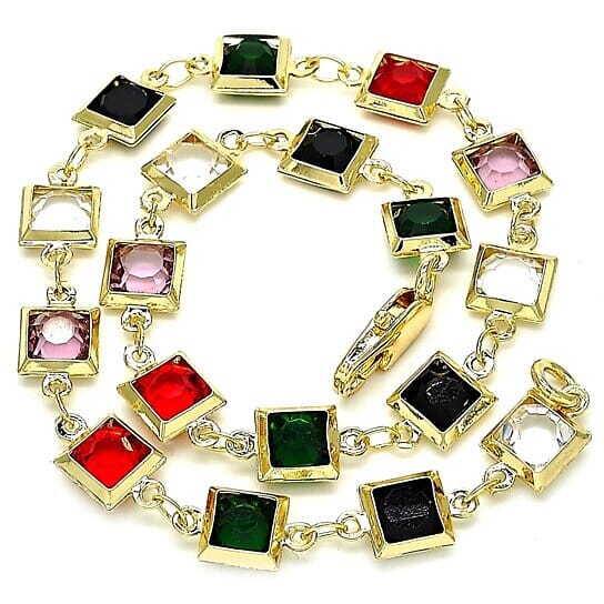 18k Gold Filled High Polish Finish Dark Block Crystal Anklet Bracelets - DailySale