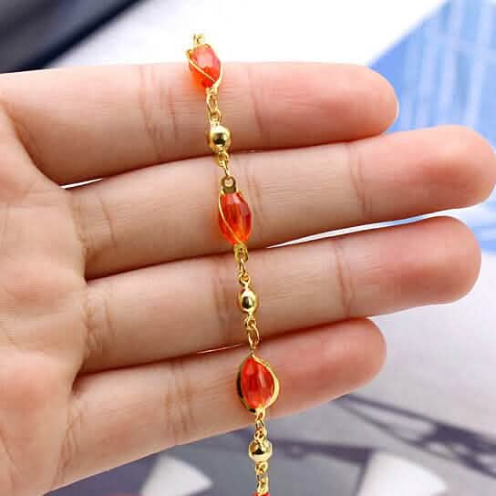 18K Gold Filled High Polish Finish Oval Crystal Ankle Bracelet Bracelets - DailySale