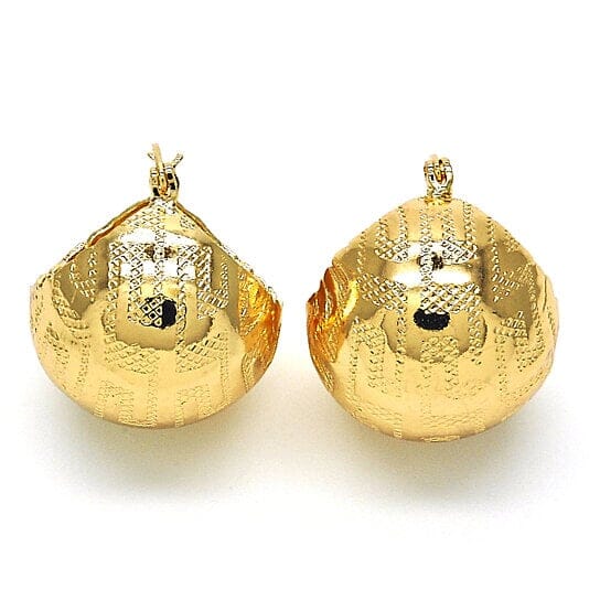 18k Gold Filled High Polish Finish Small Hoop, Greek Key Design, Polished Finish, Golden Tone Earrings - DailySale