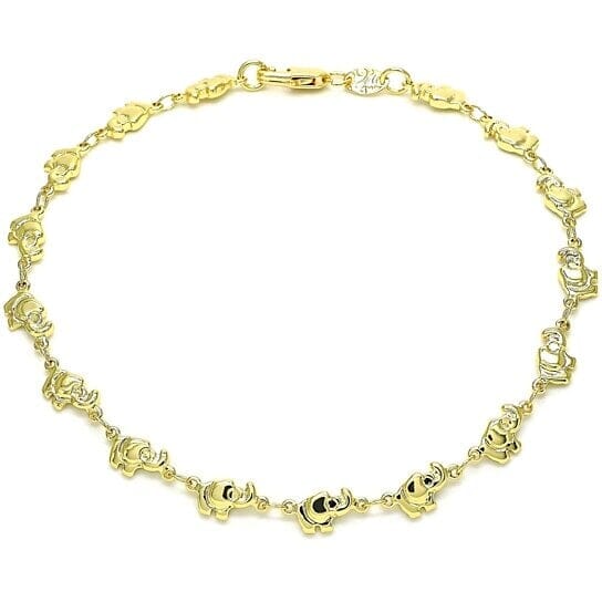 18k Gold Filled High Polish Finsh Elephant Link Anklet Bracelet Bracelets - DailySale