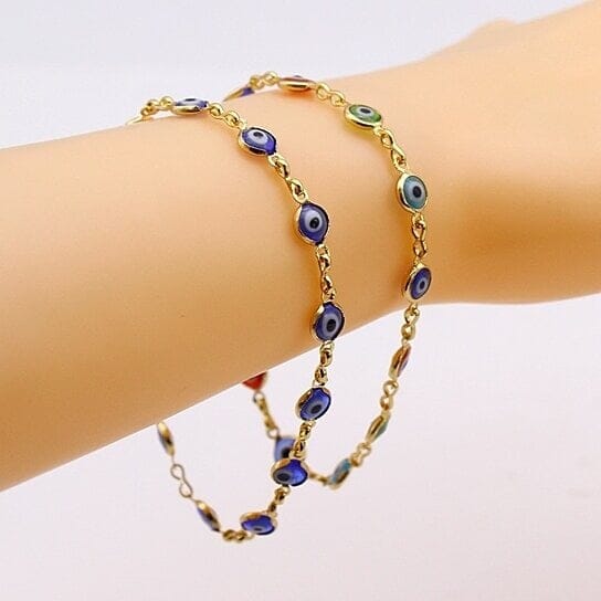 18k Gold Filled High Polish Finsh Evil Eye Bracelet Bracelets - DailySale