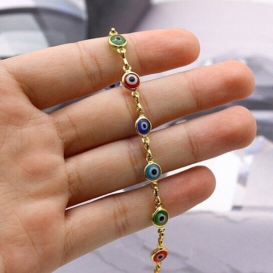 18k Gold Filled High Polish Finsh Evil Eye Bracelet Bracelets - DailySale