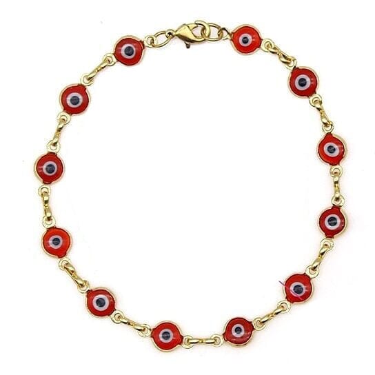 18k Gold Filled High Polish Finsh Evil Eye Bracelet Bracelets Red - DailySale